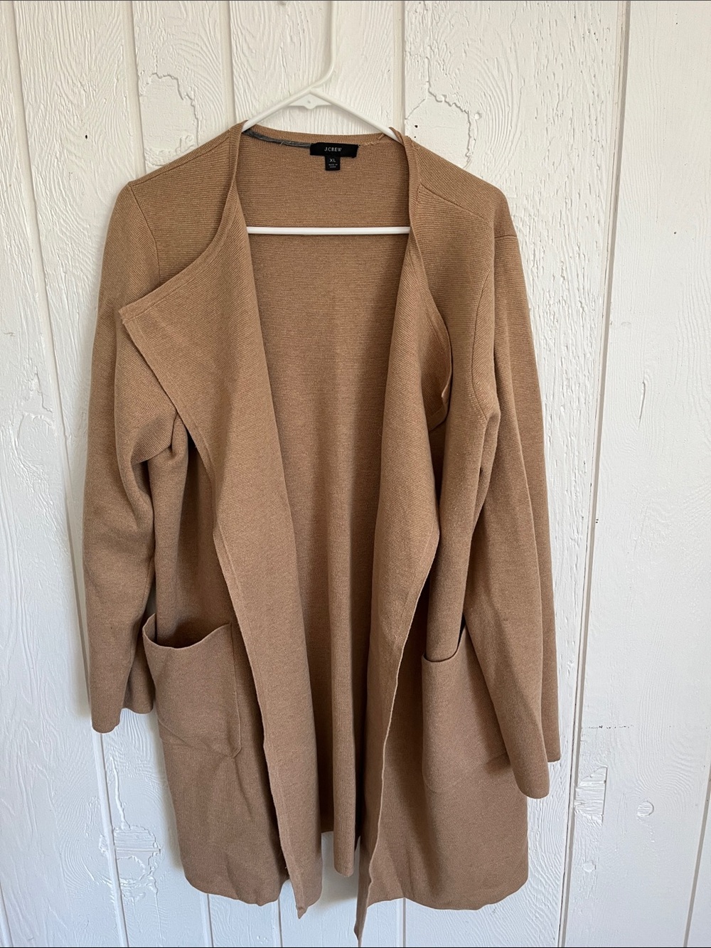 J. Crew Camel Open-Front Long Cardigan XL